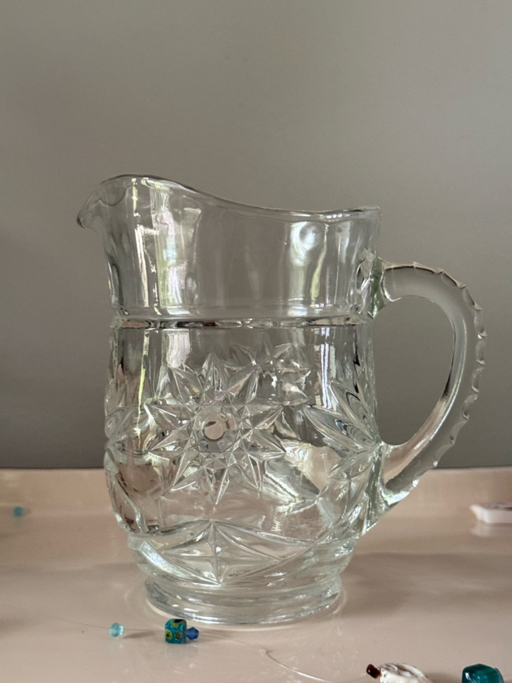 Vintage Anchor Hocking Star of David Glass Pitcher